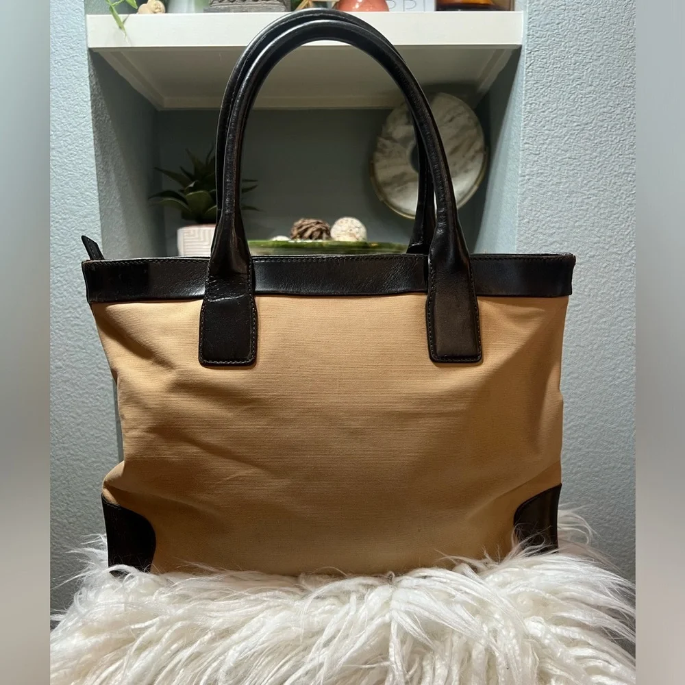 GUCCI Web Sherry Line Tote Bag Canvas Leather Purse- 💎Authenticated 💎 - Picture 5 of 16